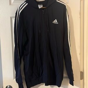 Men’s Adidas navy hooded zip up lightweight sweatshirt